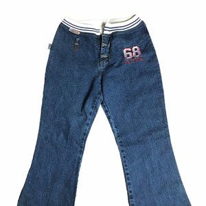 Benitez Women High Waist Jeans Denim Flare Pants Sz 11/26 Button.Stretch waist